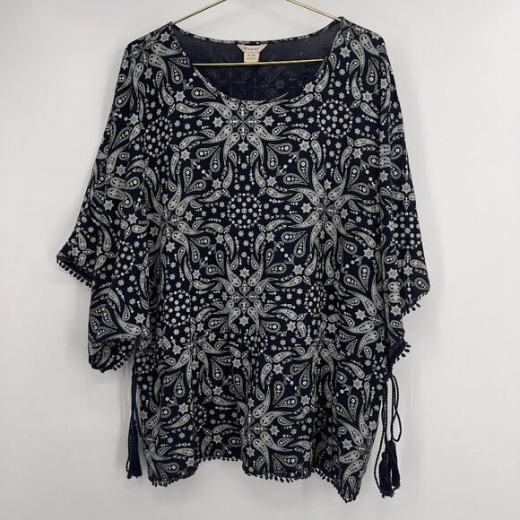 Ariat Navy Blue Paisley Print Tunic Top XL Women's - Picture 1 of 10
